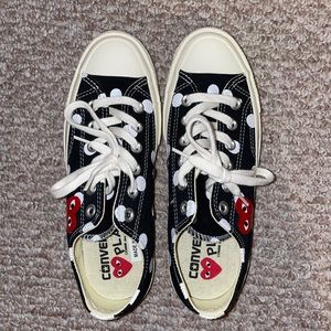 COMME DES GARÇONS X CONVERSE POLKA DOT LOW TOPS WITH PLATFORM - SIZE 5M7W